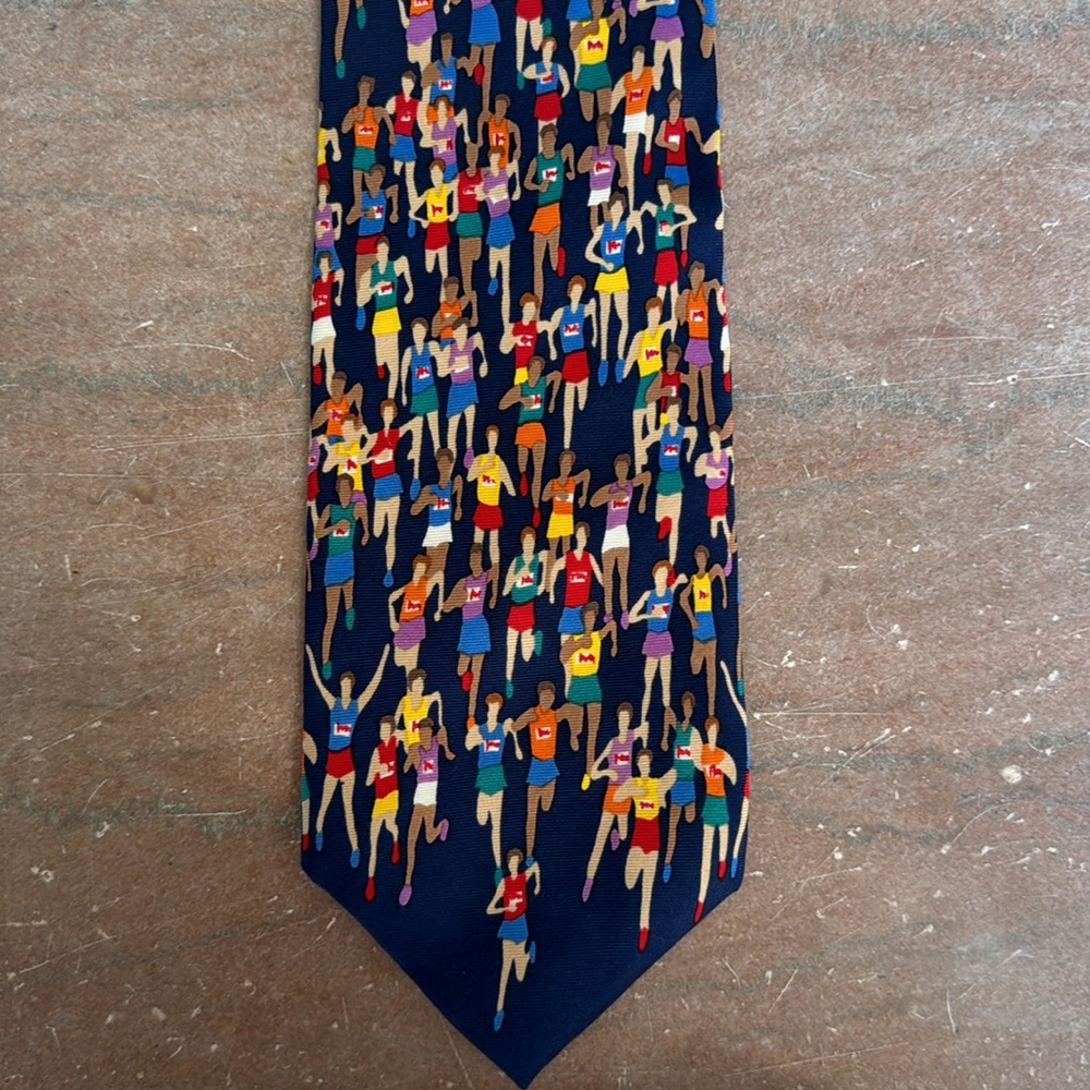 Vintage Alynn Neckwear Silk Tie Marathon Runners Tie Multicolor Men's